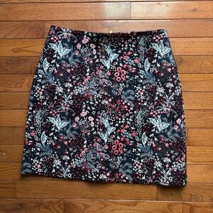 H&M Embroidered Floral Print Black and Pink Skirt